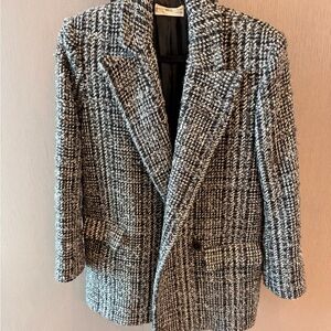 MNG Chic Black and White Tweed Blazer